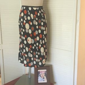 Loco Lindo Black Print Polka Dot Flared Skirt Size M